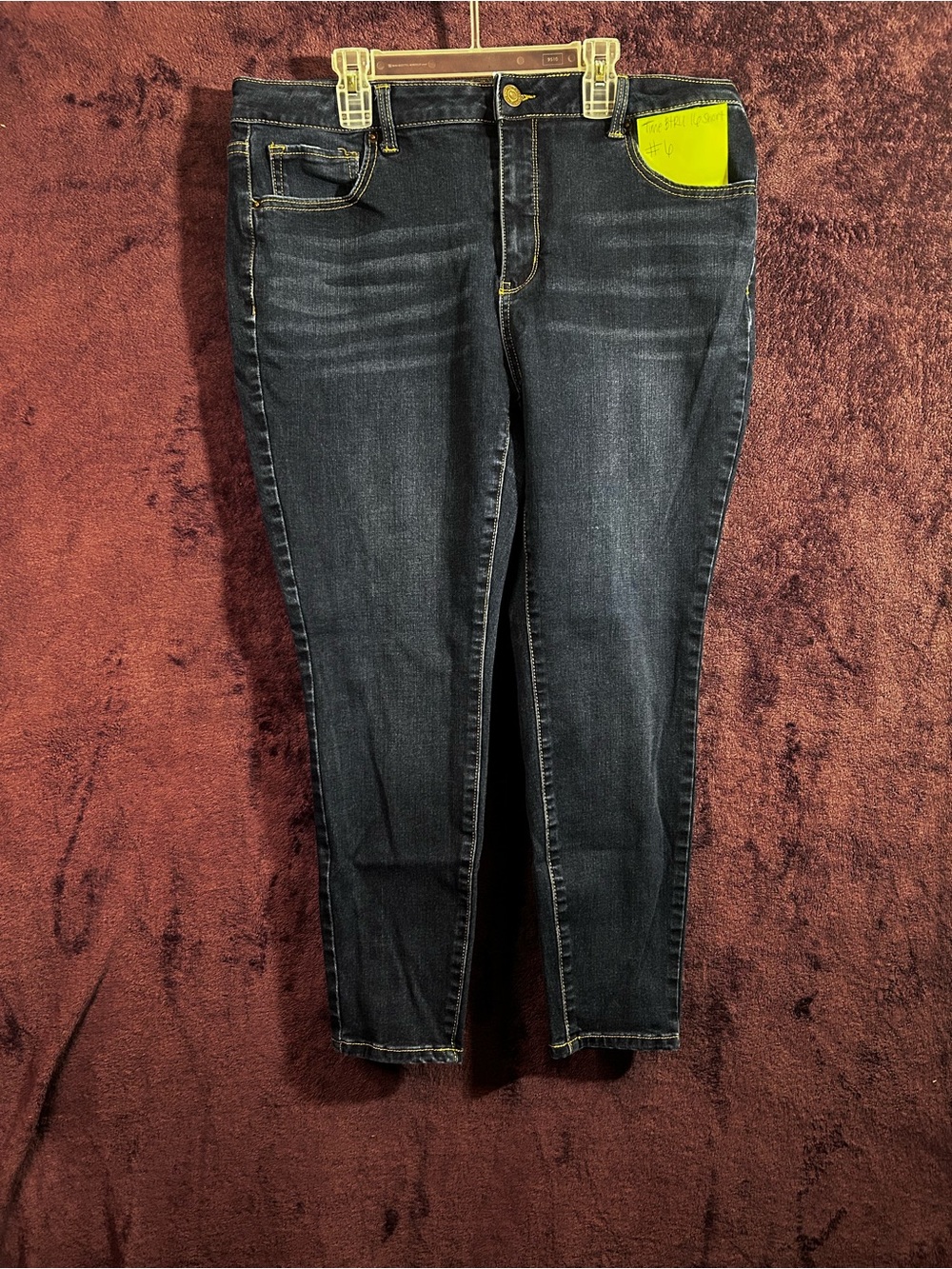 Time and Tru Dark Wash Skinny Jeans with Subtle Fading